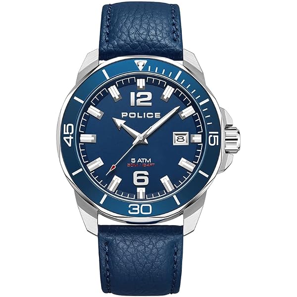Orologio Uomo Police Watcher Underlined PEWJF0005704 - Quarzo Analogico Con Cinturino In Pelle - Classico