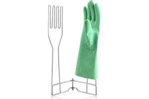 LEKUSHA Kitchen Gloves Drying Rack, SUS 304 Stainless Steel Dish Gloves Holder, Dry Cleaning Gloves Out from Inside and Outside, Space-Saving Dishwashing Gloves Stand,Silver