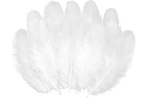 SNBUHA 300 Pièces Plumes Blanches, Plume Naturelle, Plume Décoration pour Mariage, Maison, Noël, fête, DIY Dreamcatcher et Loisirs créatifs (8-11 cm/3.15-4.33 in, Blanc)