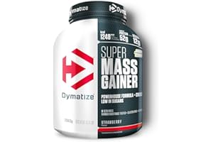Dymatize Super Mass Gainer Strawberry 2943g - Polvo Para Ganar Peso + Carbohidratos, Creapure Creatina, BCAA y Caseína