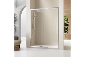 BECRISA Mampara de Ducha FRONTAL CORREDERA City | Fijo y puerta Corredera TRANSPARENTE | Cristal Templado 5mm y 190cm Altura | Varias Medidas Disponibles | 110 cm