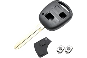 Kelay 2 button Key Fob Cover Replacement for Toyota Avensis Corolla Camry Echo Yaris Prado RAV4 Tarago Remote Car Key Case Shell Repair Kit With Rubber Pad (with blade)