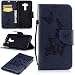 Produktbild Lonchee ASUS Zenfone 3 ZE520KL(5.2 Zoll) Wallet Tasche Brieftasche Schutzhülle , geprägten Prägung Muster Design Hochwertige PU Leder Folio Tasche Case Hülle im Bookstyle mit Standfunktion Kredit Kartenfächer Abnehmbare Handschlaufe(marineblau Schmetterling Prägung)