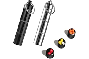 KUKUPOW 2 Articoli Portapillole Tascabile, portatile a 3 Scomparti in Metallo, Set di portapillole in Alluminio a due Pezzi, Porta Pillole per Viaggio, Portapillole Piccolo