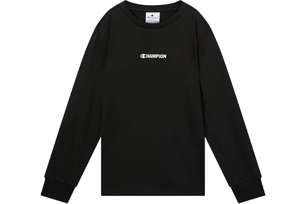 Champion Legacy pojkar, grafisk långärmad t-shirt, XXS, svart, Svart, XXS