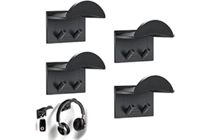 ZAHD 4 Pezzi Supporto per cuffie senza foratura appendi cuffie muro universale gancio appendi cuffie staffa Poggia Reggi cuffie con Adesivo per la Maggior Parte Delle Cuffie e Del Controller (Nero)