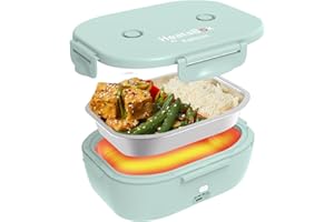 FAITRON HeatsBox Go Light Lunch Box autoriscaldante per bambini, contenitore in acciaio inox da 540 ml, batteria integrata 100 W e controllo via app, scaldavivande portatile per scuola/viaggi/outdoor - Green