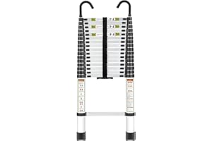 RIKADE Telescopic Ladder, 16.5FT Aluminum Telescoping Ladder with Non-Slip Feet and Stable Hook, Portable Extension Ladder for Household and Outdoor Working, 330lb Capacity