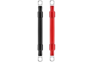 QIMEI-SHOP Cable Bateria 15cm 35mm² Cable Inversor de Batería 12V 2AWG Cables de Batería con M10 Terminales de Anillo para Automóvil Camión Moto Solar Marino Rojo y Negro 2 Piezas