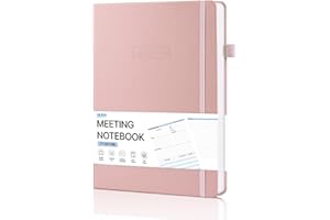 WEMATE Taccuino per riunioni con pagine per lavorare con azione, forniture per ufficio per pianificatore di riunioni, taccuino a spirale per la registrazione dell'agenda delle riunioni