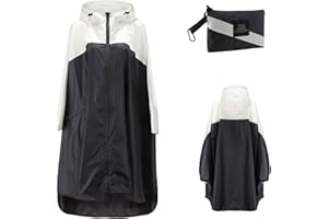 Freiesoldaten Mujer Impermeable Poncho de Lluvia Elegante Reutilizable Ligero Al aire Libre Impermeables Chubasquero con Capucha