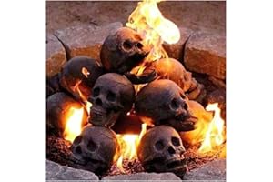 LUXTE Terrifying Human Skull Fire Pit for Halloween Decor, Fireproof Imitated Human Skull Ceramic, Reusable Fire Pit Skulls, Halloween Skull Shaped Fire Stones for Bonfire Campfire Fireplaces (1PC)