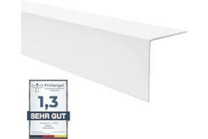 Quest PVC Edge Protection Angle - Without Tape - Edge Strip and Corner Protection - Corner Strip Angle Profile - 50 x 50 mm, 200 cm, White