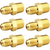 PATIKIL 10PCS 1/4 Inch Brass Flare Nut - 45 Degree Short Flare Tube Fittings For Air, Oil, Gas Lines