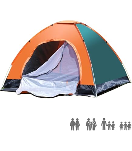 Festival-Zelt für 2 Personen, ca.200x120x100 cm, 170T Polyester, Wassersäule 1000mm, PE Boden,Fiberglasgestänge, Farbe: pink Sport & Freizeit