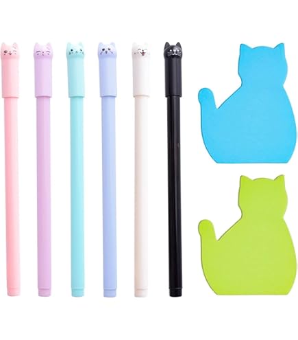24 Pièces Stylos Chat Mignon Stylos à Bille Chat 0,5 Mm Noir Stylos à