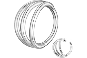 ESHIONER G23 Titanio Ipoallergenico Piercing Naso Anello Argento Oro Piercing Septum Piercing Orecchio Cartilagine Piercing Trago Helix 14G 16G 6MM/8MM/10MM/12MM Nostril Piercing 1 Pezzo