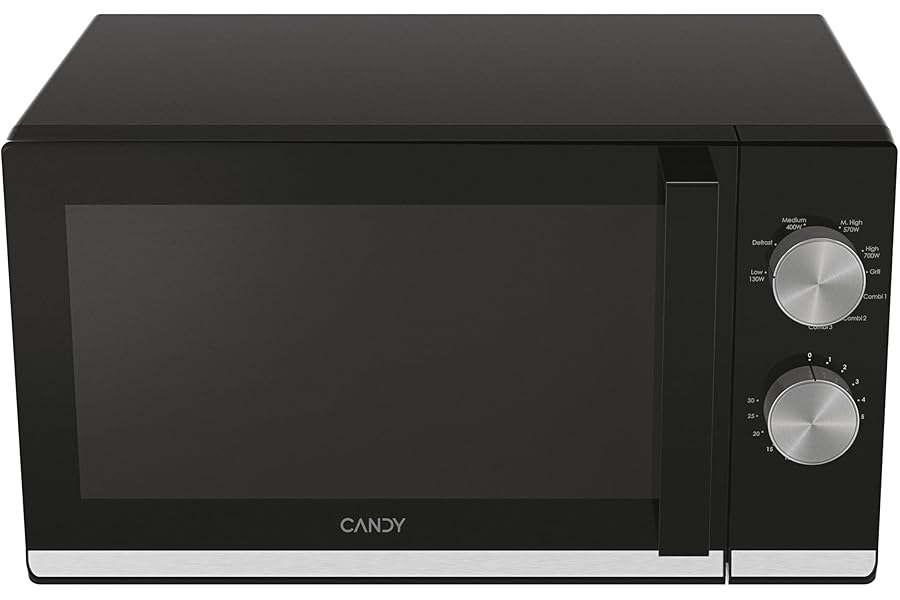 Candy CMG20TNMB Modern Microwave Oven with Grill, 20 Litres, 700 W, 6 Power Levels, Defrost Function, Timer and End-Cooking Signal, App hOn, Freestanding, 45.2 x 36 x 26.2 cm, Black