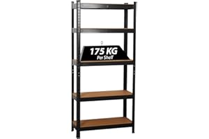 shine planet 5 Tier Garage Shelves Metal Storage Shelves, Heavy Duty Shed Storage Racking for Warehouse Workshop Office(Black,70x30x150cm)