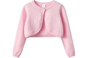 KISLOVE Gilet Cardigan en Tricoté à Manches Longues Pull en Coton Boléro Sweatshirt Filles pour 1-14 Ans