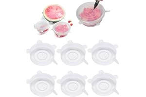 Hyakoz 6 Piezas Mismo Tamaño Tapas Silicona Ecologicas Reutilizable Sin BPA Duradero tapas de Silicona Ajustables, para Contenedores de Todos los Tamaños y Formas para Mantener la Comida Fresca
