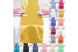 Time to Sparkle 10 Pack Satin Table Runners 12"x108"inch Chair Sashes Swags Wedding Party Table Decoration - Gold