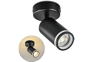 BOYIR Lámpara de Techo Negra con 1 Foco, Foco de Techo LED Giratorio, GU10 Foco de Interior, Focos para el Techo para Salon, Dormitorio, Pasillo, Comedor, Sin Bombilla