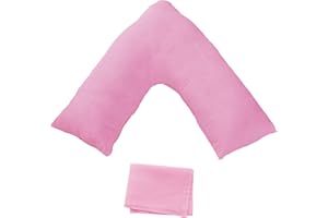 Nod Off V Shaped Pillow with Free Case - Hollowfiber Filled Polycotton case, Orthopedic Pregnancy Support Pillow - Pillows for Neck and Shoulder Pain - triangle Maternity Pillow (Pink)
