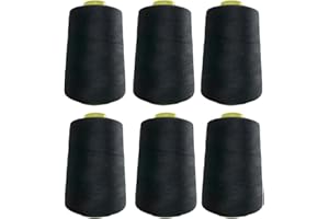 JYC CREATIVE 6 rotoli di filo per cucire, 40/s, accessori per cucire ad alta resistenza, bobina di filo per cucire, varietà di colori, artigianato, abbigliamento, (6 pezzi, nero 332-4000Y)