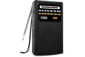 SWEETONE Mini Radio Batteriebetrieben, AM/FM Taschenradios mit Exzellentem Empfang, Lautem Lautsprecher, Klein Transistor Radio mit AA-Batterie Betriebe Tragbare Radios zum Camping, Spazierengehen Schwarz