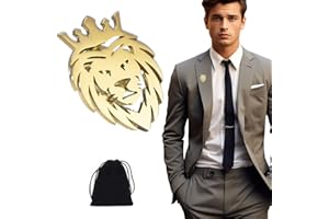 OGLYMRA 1 broche couronne de lion et de roi Dreamtime en or pour homme, broche en acier inoxydable punk animal, boucle de cravate pour homme, broche gothique punk rock pour homme