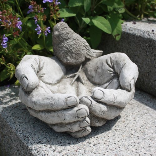 Kretakotta Vogeltränke "helfende Hände" aus Antiksteinguss