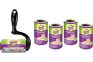 ‎SCOTCH-BRITE Scotch-Brite Pet Extra Sticky Roller für Tierhaare 48 Blatt + 4 Scotch-Brite Pet Extra Sticky Ersatzrolle für Tierhaare 48 Blatt