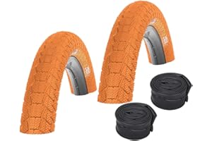 KENDA K907 Krackpot Lot de 2 pneus de vélo BMX Orange 20 x 1,95 + 2 chambres à air valve auto