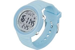 FINDTIME Ladies Digital Watch Sport Watches for Women with Waterproof Dual Time Luminous LED Back Light Display Stopwatch Alarm Large Face Calendar Shockproof Wrist Watch Birthday Gift for Girls White Black