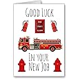 Good Luck In New Job Fireman Card Fire Engine Fire Fighter (envelope Included)