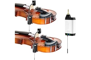 ACEMIC Dual UHF Violino Microfono Wireless Collo di Cigno Pick Up Strumento Clip-on Mic 1 Ricevitore e 2 Trasmettitori Sistema per Violino Palcoscenico Strumento Musicale Performance, Q2/VT-5