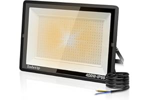 toobettp 400W Foco LED Exterior, 40000LM Focos Led un Alto Brillo de 3500K Blanco Cálido, IP66 Impermeable Aplique Pared para Garaje Jardín Patio Parque