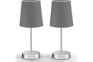 ‎MONZANA MONZANA® Nachttischlampe 2er Set 32cm Stoff Grau Taupe Anthrazit Weiß Wohnzimmer Schlafzimmer Lampe Leuchte Tischlampe Nachttischleuchte Tischleuchte