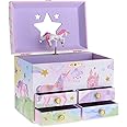 Jewelkeeper Glitter Party Unicorn Large Musical Jewellery Storage Box with 4 Pull-out Drawers, Girl's Jewel Box, The Beautiful Dreamer Tune jewellery box for girls
