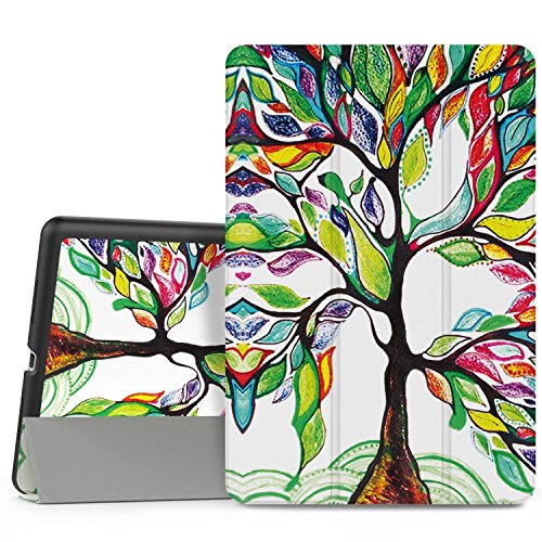 MoKo Hülle für iPad Pro 9.7 - Ultra Lightweight Slim PU Leder Tasche Schutzhülle Schale Smart Shell Case mit Auto Schlaf / Wach Funktion und Standfunktion für Apple iPad Pro 9.7 Zoll Tablet, Glück Baum
