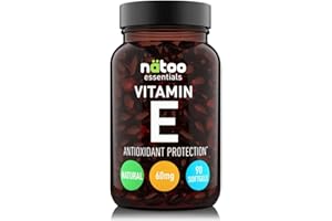 NÄTOO Vitamina E 60mg (90UI) Softgel 90 perle. Integratore naturale (D-Alfa-Tocoferolo) - Vitamina E Pura potente antiossidante - Alto dosaggio 500% del VNR