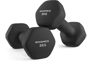 SONGMICS Sexkantiga Hantlar, Set med 2, 3 kg, Gjutjärn, 20 x 9 x 8,5 cm
