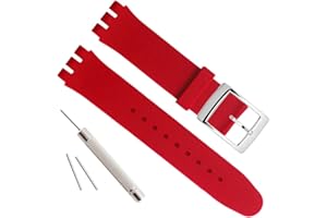OliBoPo Alligator Grain Cow Leather Stainless Steel Buckle Watch Band Strap for Swatch