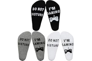 FANTESI 3 Paar Gaming Socken nicht stören Ich bin Lustige Söckchen Baumwollsocken Buchstaben Drucksocken "Do Not Disturb I'm Gaming", für Spielliebhaber