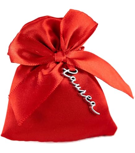 24 PZ Sacchetto portaconfetti in RASO ROSSO 8x10 cm BOMBONIERA LAUREA