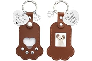 SHANDADDY 2er Set Pfotenabdruck-Schlüsselanhänger,Taschenanhänger,Haustier-Erinnerung,Foto und Haaraufbewahrungstasche,Handgefertigt aus Vollnarbenleder,Emotionales Gedenkgeschenk für Hunde,Katzen (braun)