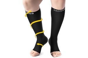 CAMBIVO Bas de Contention Pied Ouvert, Chaussettes de Contention Femme Homme, Chaussettes de Compression Classe 2 20-30mmHg pour Varices, l'œdème, Circulation Sanguine Jambes, Voyage
