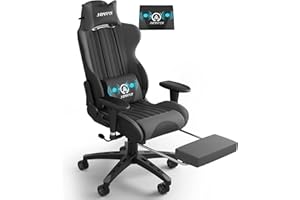 JOYFLY Gaming Stuhl Massage Hoher Rückenlehne Ergonomischer Gaming Sessel mit Fußstütze, Racing Gamer Stuhl PC Stuhl mit Kopfstütze Massage-Lendenkissen, Verstellbare Rückenlehne(Schwarz)