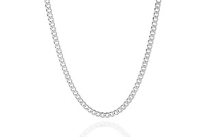 Quadri - Certified Made in Italy - Solid 925 Sterling Silver 5mm Diamond Cut Cuban Link Curb Chain Necklace for Women Men 16-30 Inchs